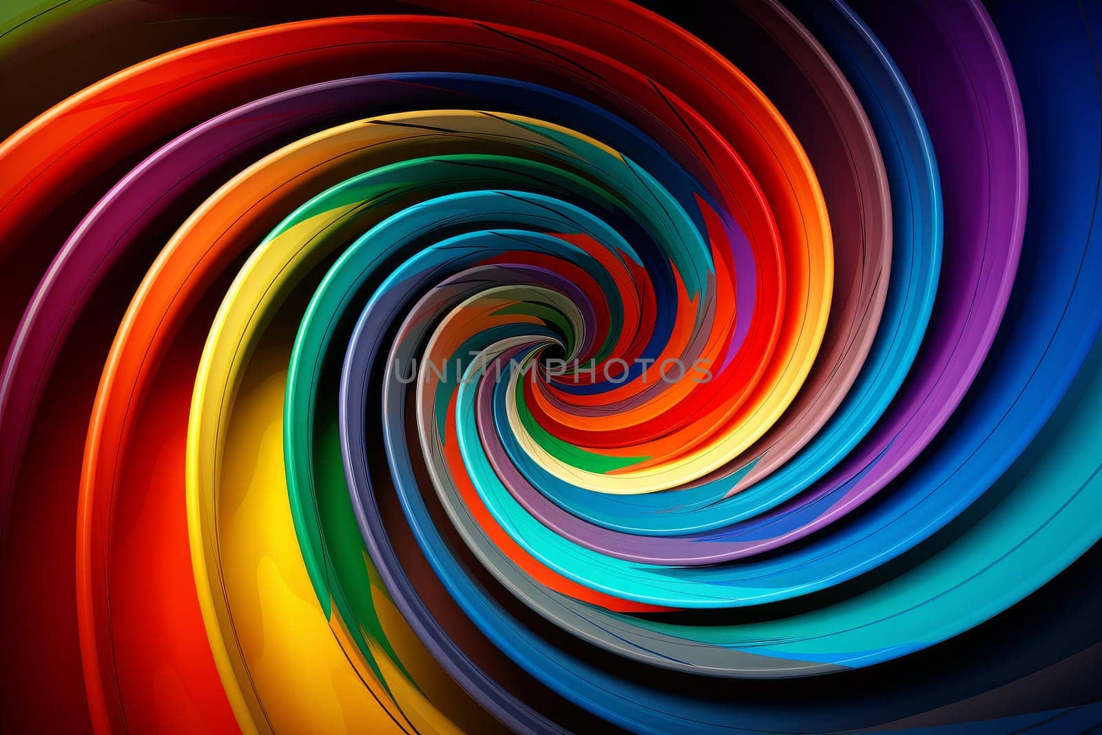 Vibrant Hypnotic multicolored spiral. Decoration shape. Generate Ai
