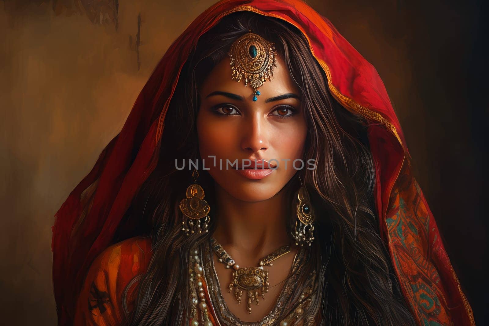 Indian woman closeup portrait. Generate Ai by ylivdesign