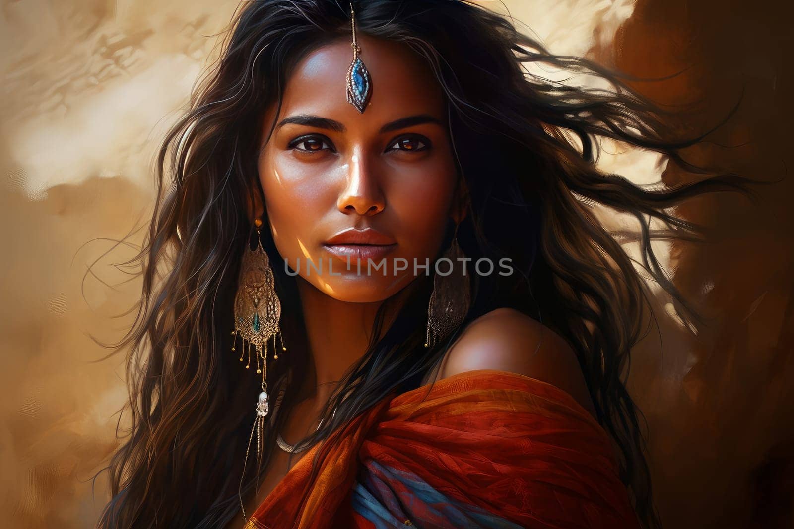 Strong Indian woman closeup portrait. Generate Ai by ylivdesign