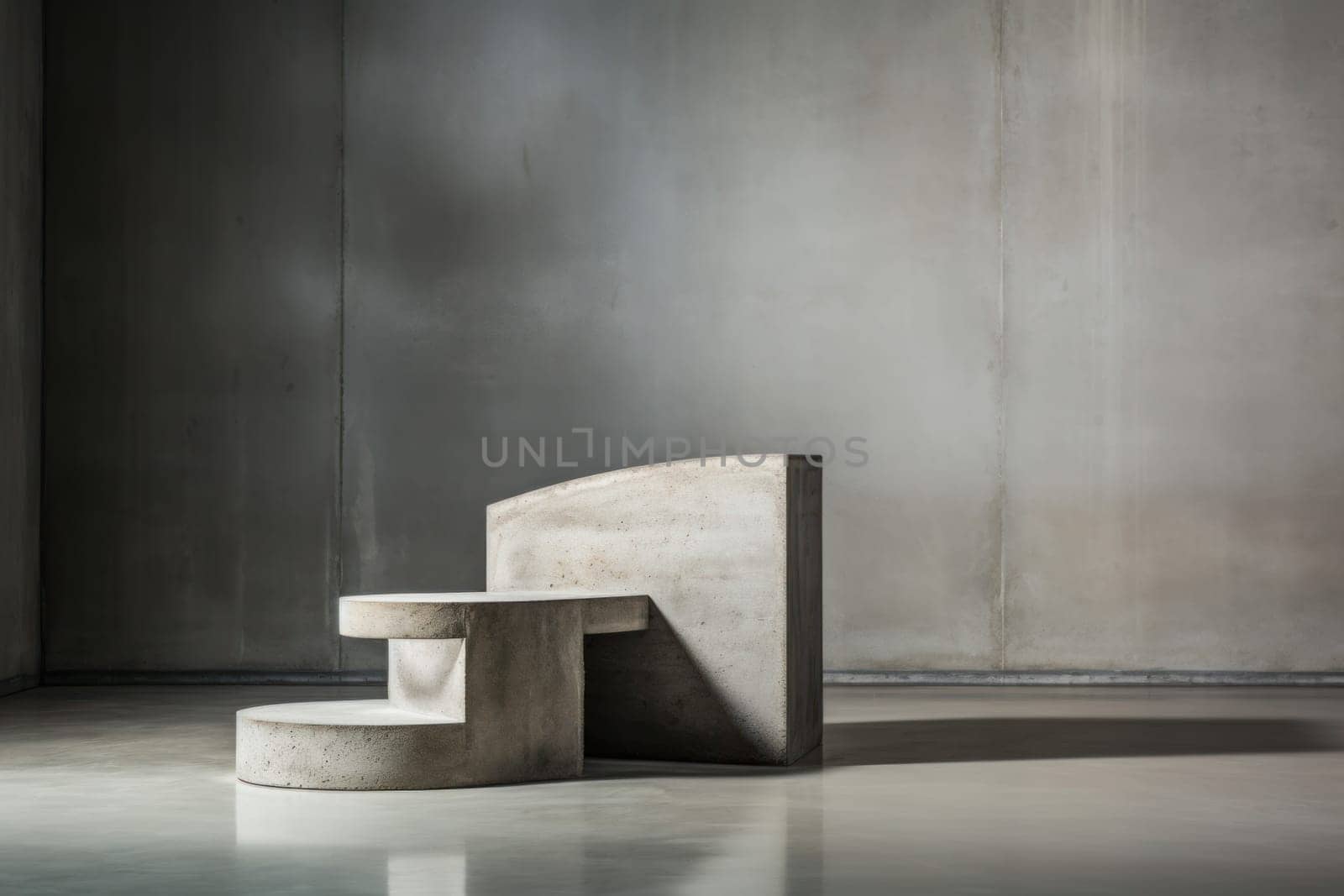 Massive Stone concrete podium. Nature beauty product. Generate Ai