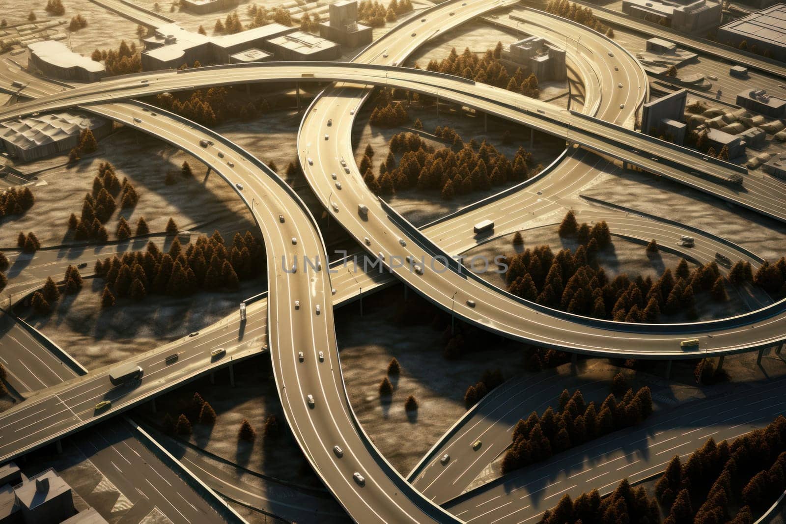Busy Intersection highway road. Generate Ai by ylivdesign