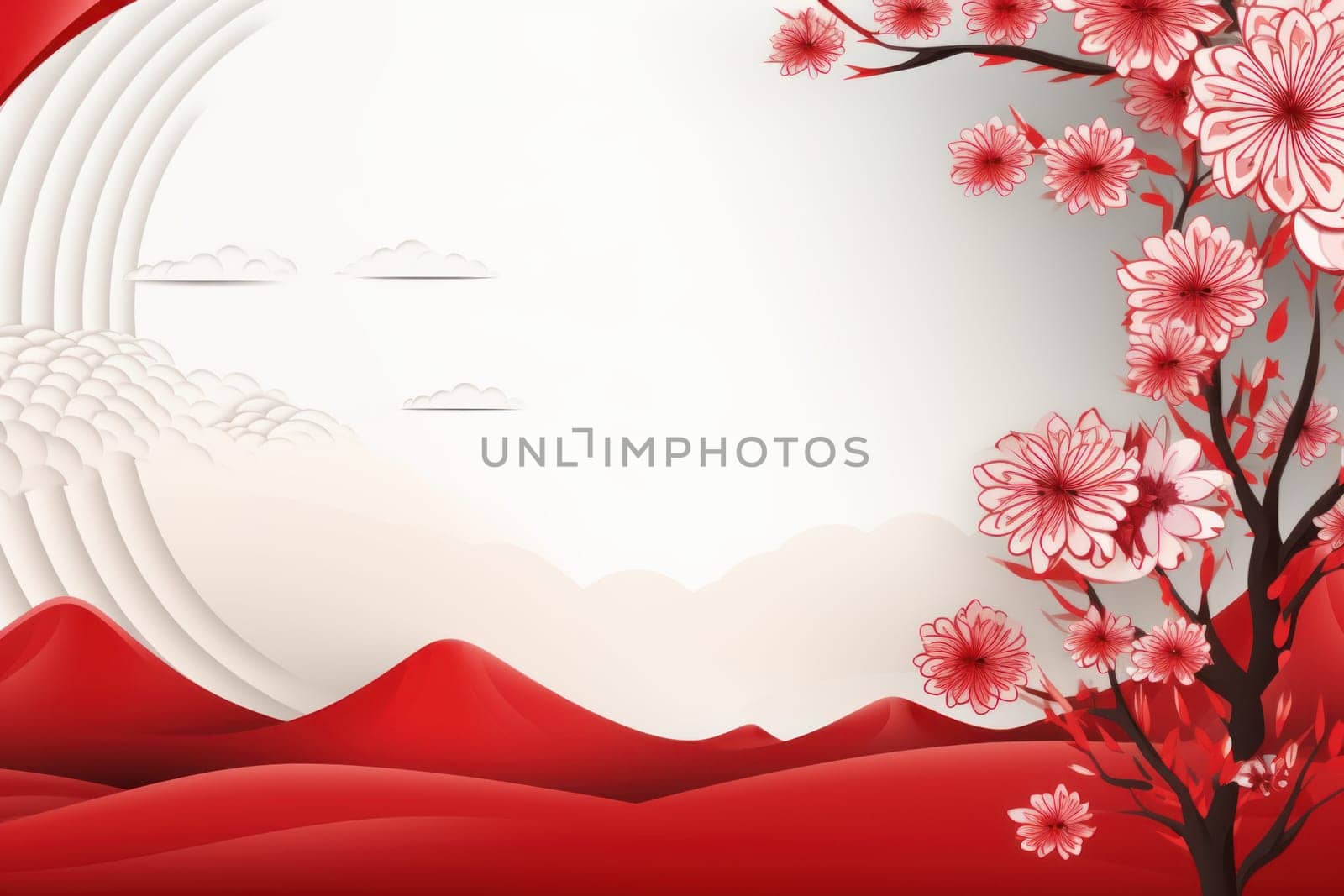 Picturesque Japan day background. Generate Ai by ylivdesign