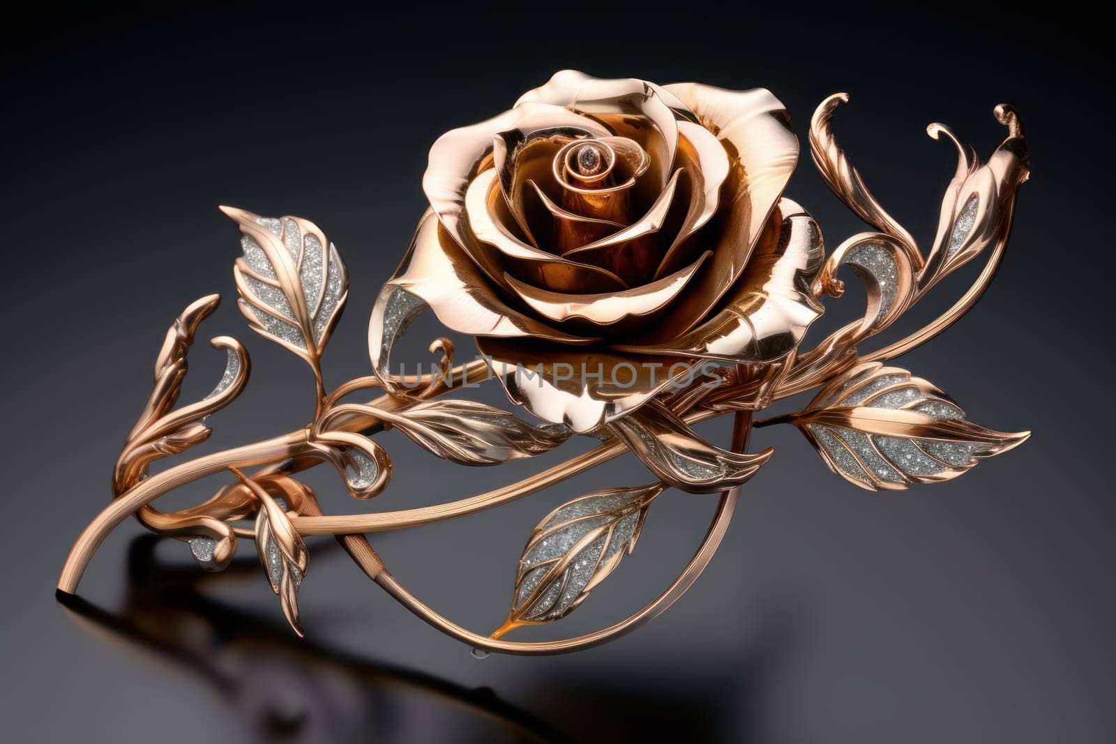 Elegant Jewelry rose flower gold. Generate Ai by ylivdesign