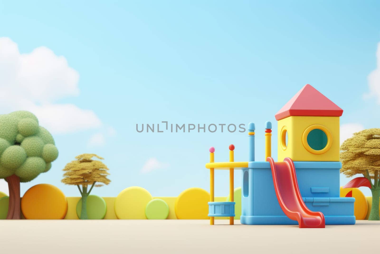 Colorful Kid playground banner. Generate Ai by ylivdesign