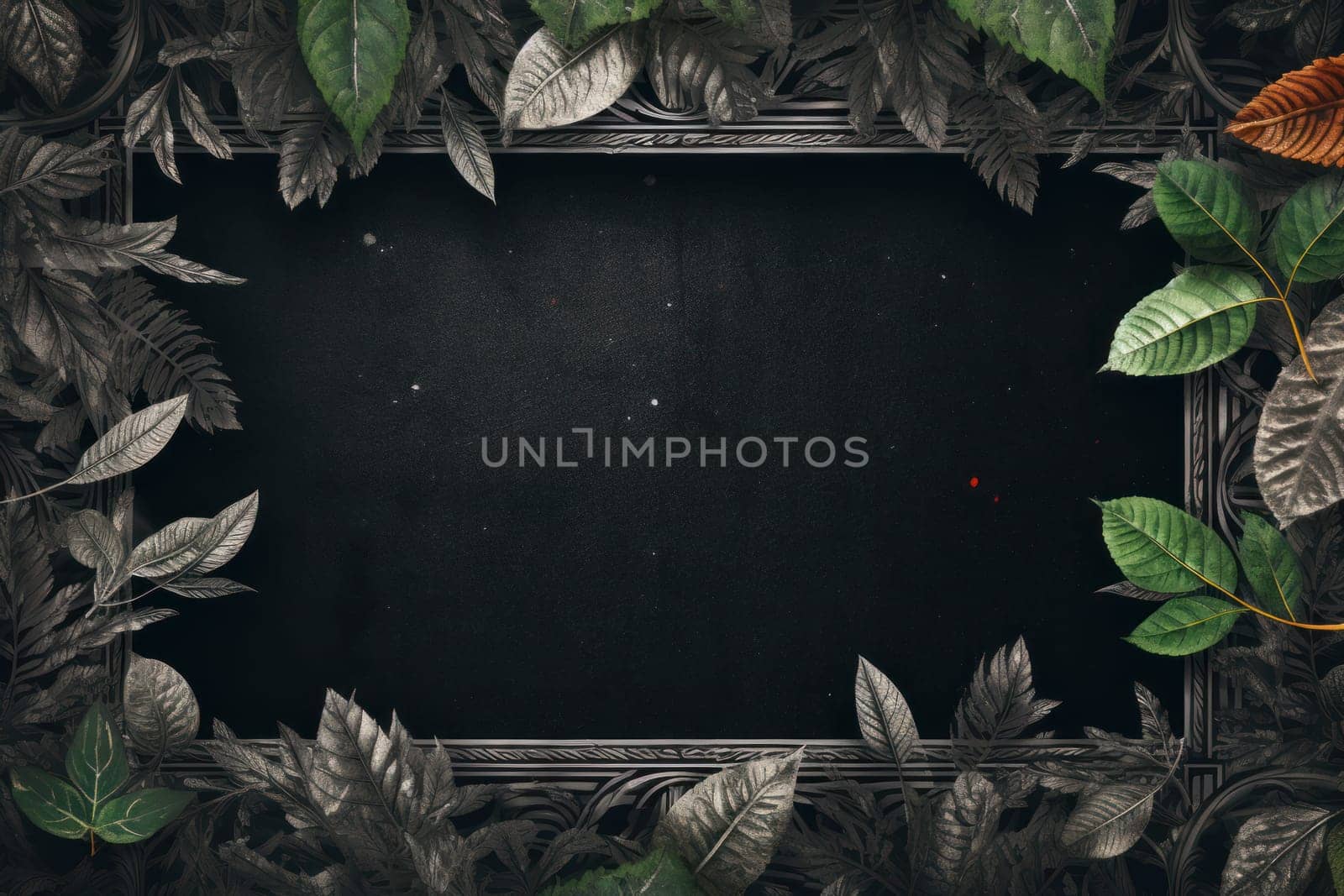 Lush leaves frame branch. Generate Ai by ylivdesign
