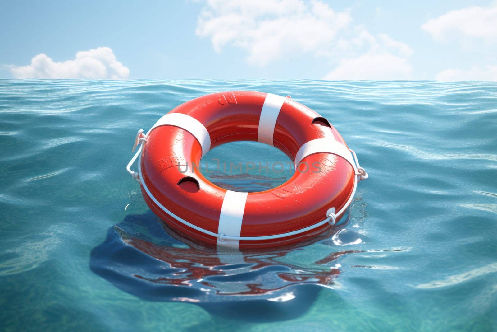Floatable Life buoy rescue ring. Generate AI by ylivdesign