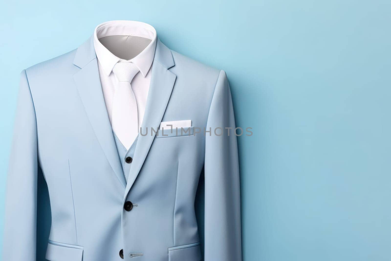 Light blue wedding suit. Generate Ai by ylivdesign