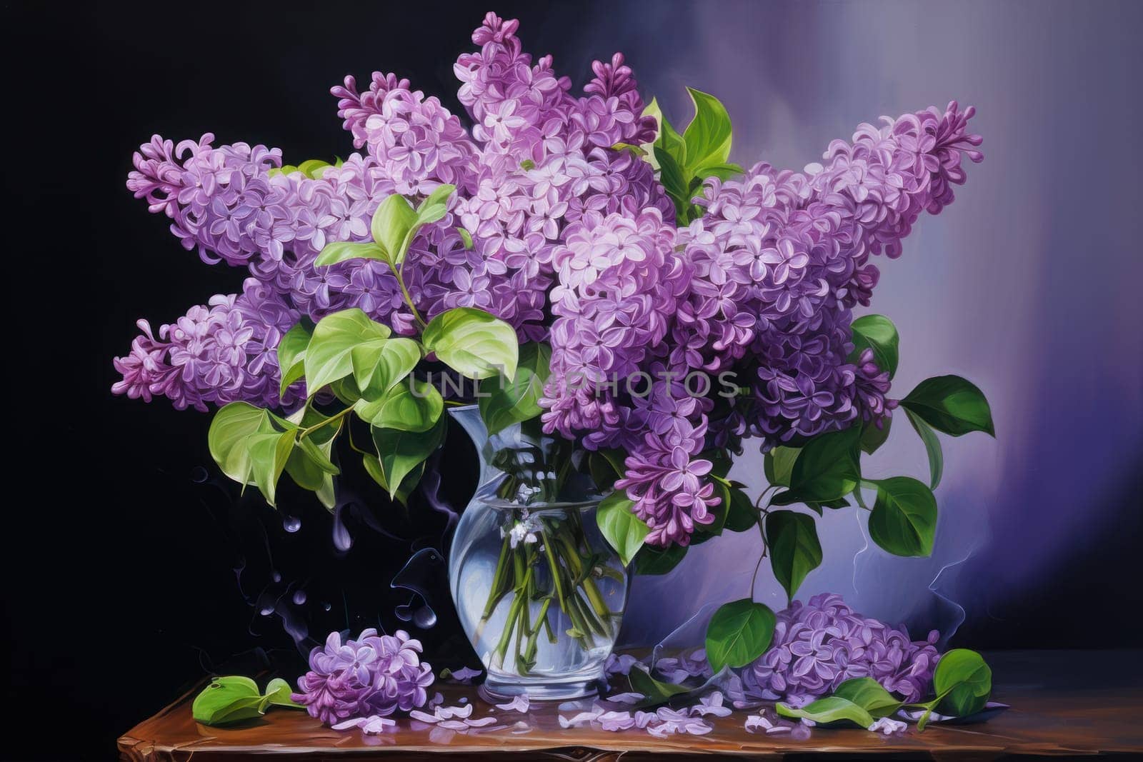Delicate Lilac flowers. Generate AI by ylivdesign