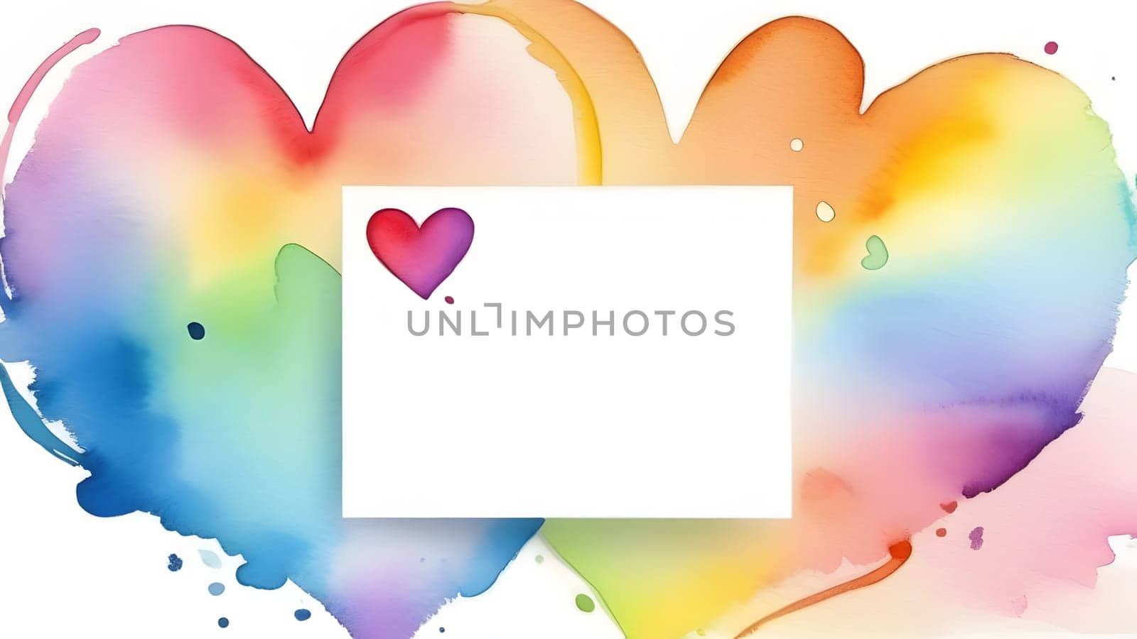 watercolor painted rainbow colors hearts, generative ai. High quality photo