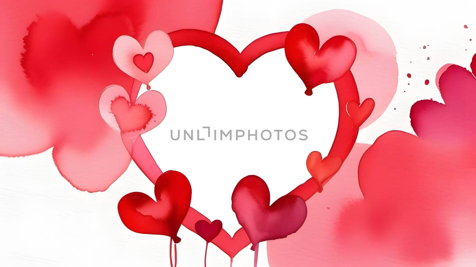 watercolor painted red heart valentines day symbol, generative ai. High quality photo