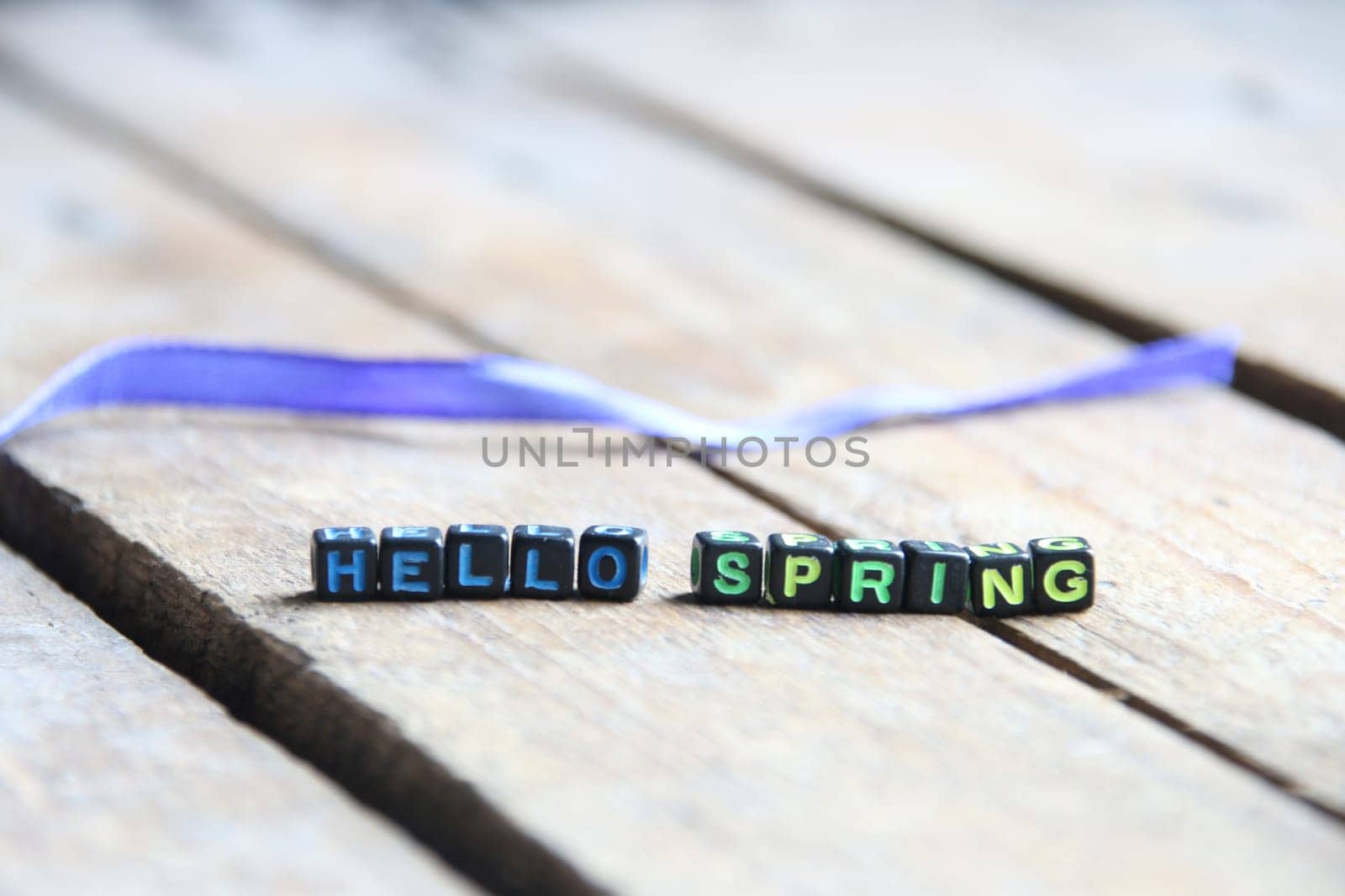 Inscription on the cubes. Hello Spring.