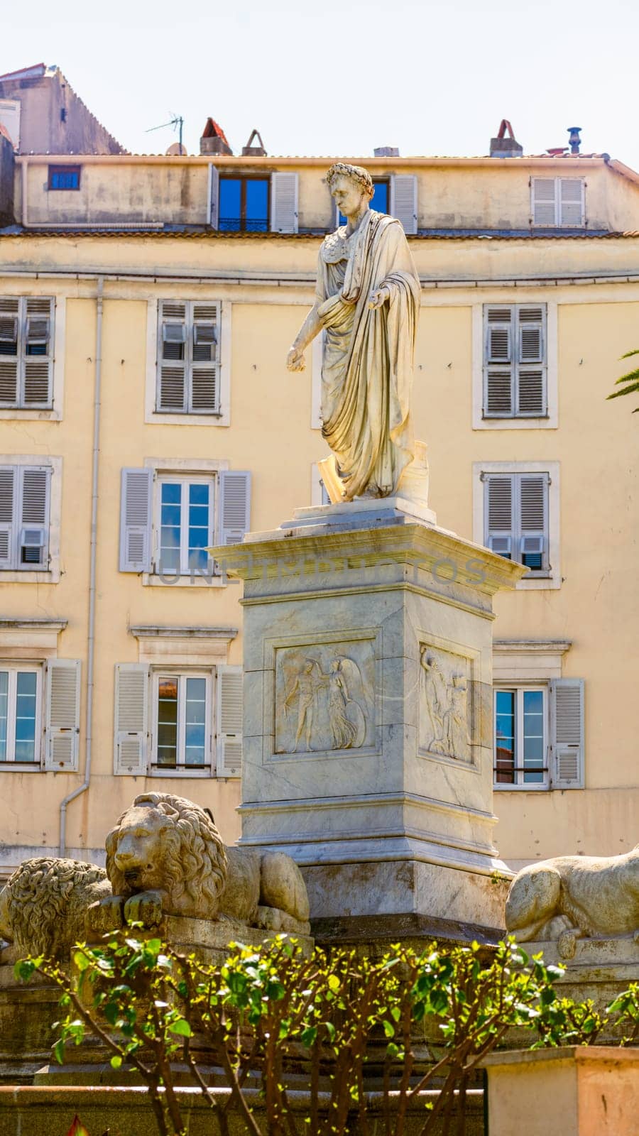 Foch Square and Bonaparte statue in Ajaccio, Corsica, France