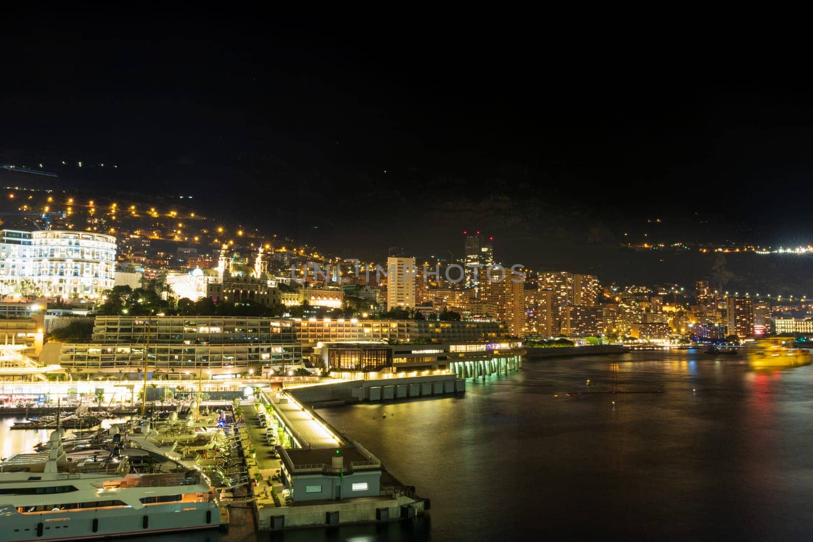 Panoramic view of Monte Carlo marina and cityscape. Principality of Monaco, French Riviera