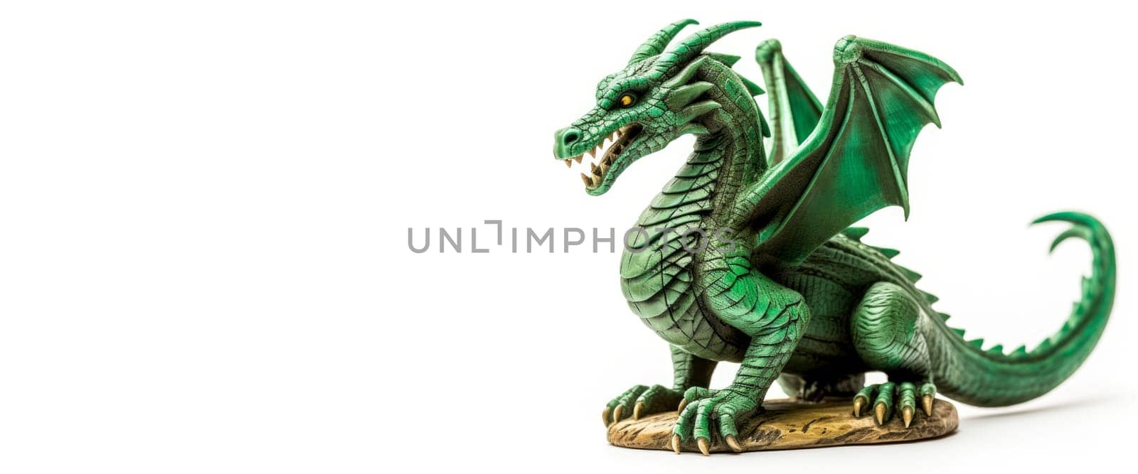 Vivid Green wooden dragon. Generate Ai by ylivdesign