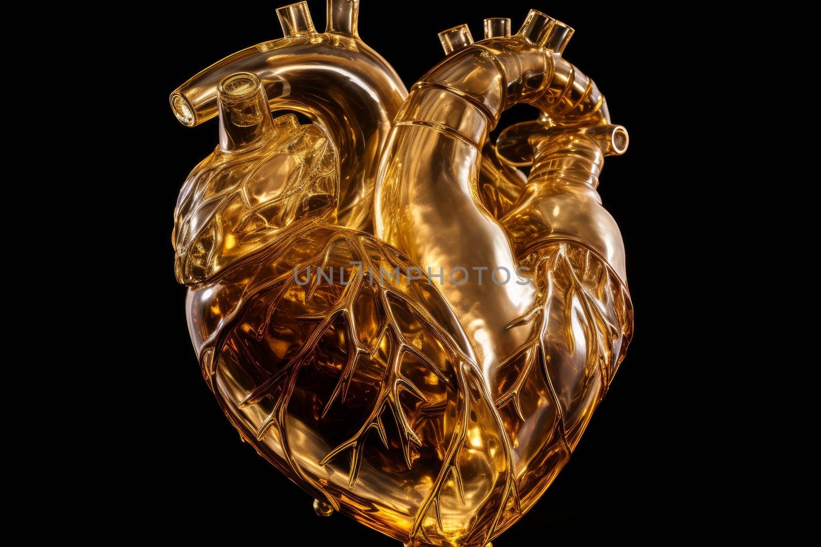 Ethereal Transparent golden heart. Generate Ai by ylivdesign