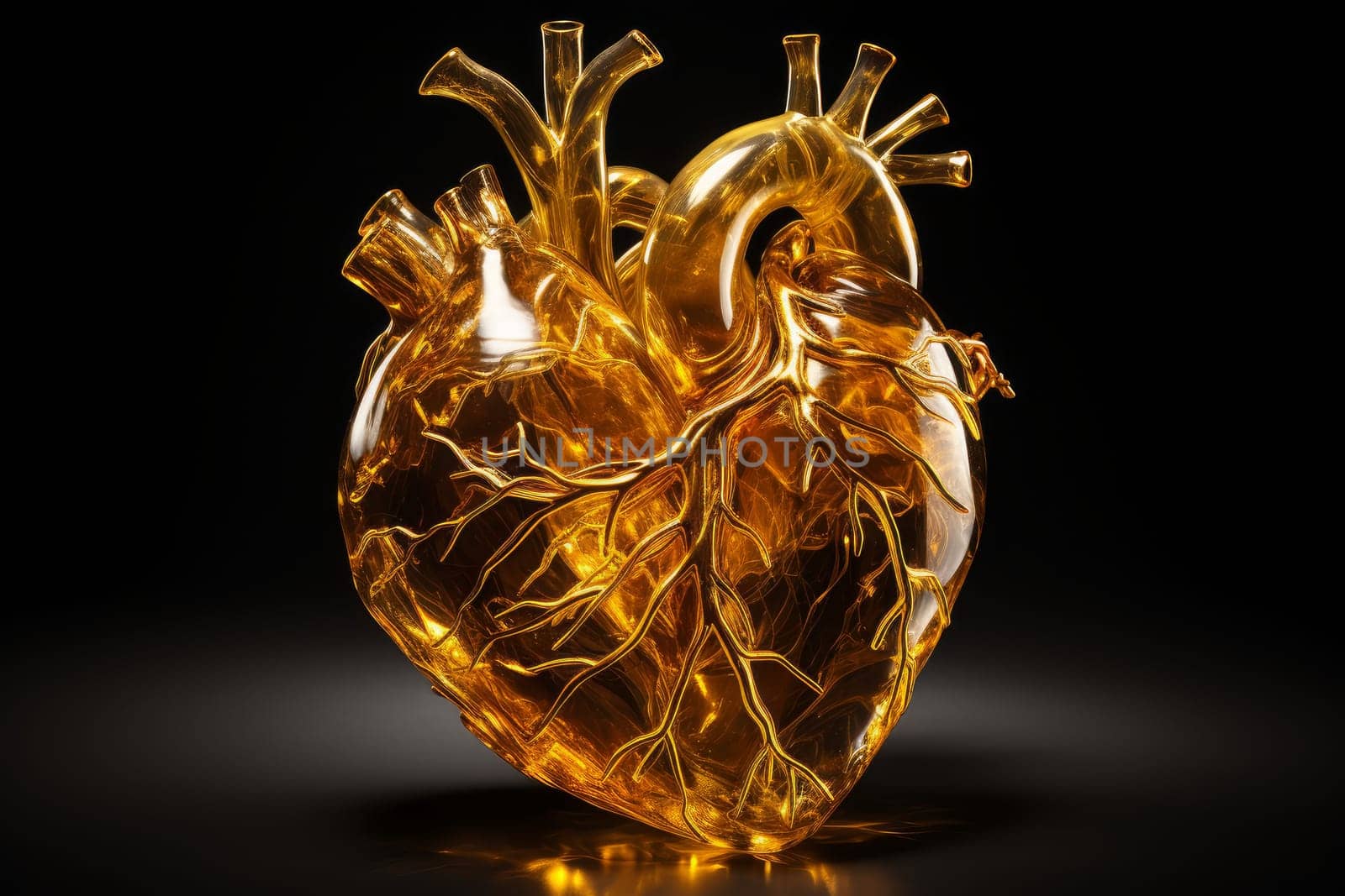 Alluring Transparent golden heart. Love romantic. Generate Ai