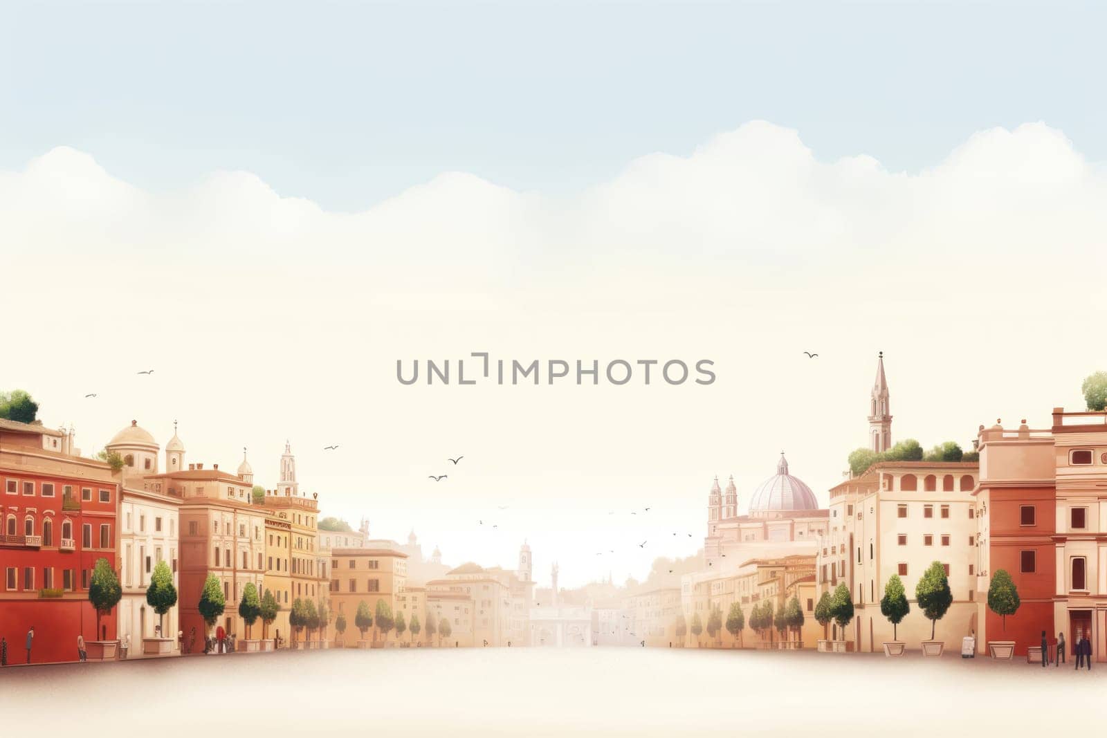Picturesque Italy day mockup banner. Generate Ai by ylivdesign