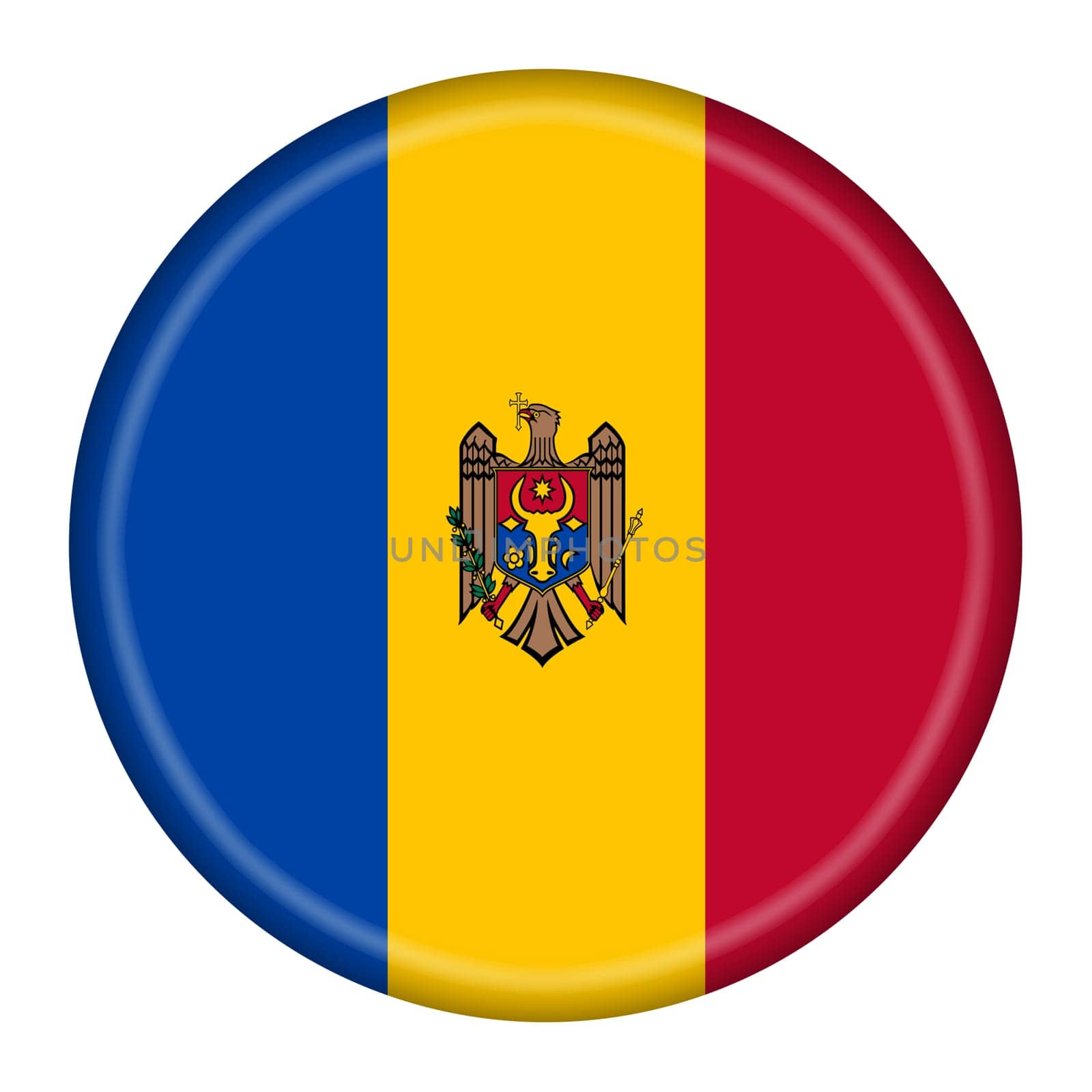A Moldova flag button 3d illustration with clipping path