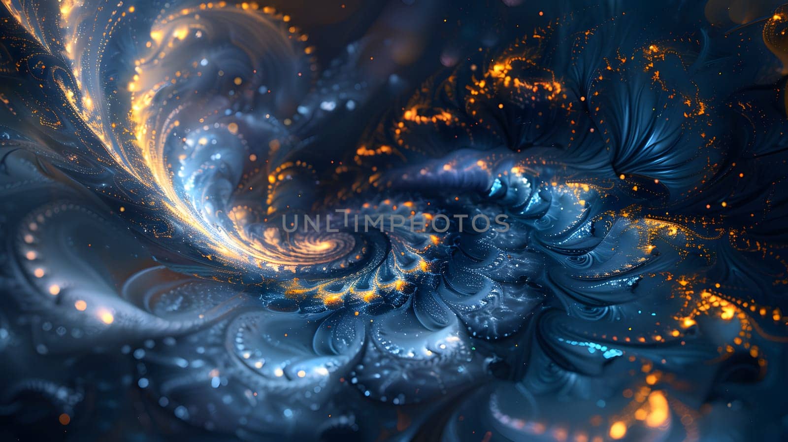 a computer generated image of a blue and orange swirl by Nadtochiy