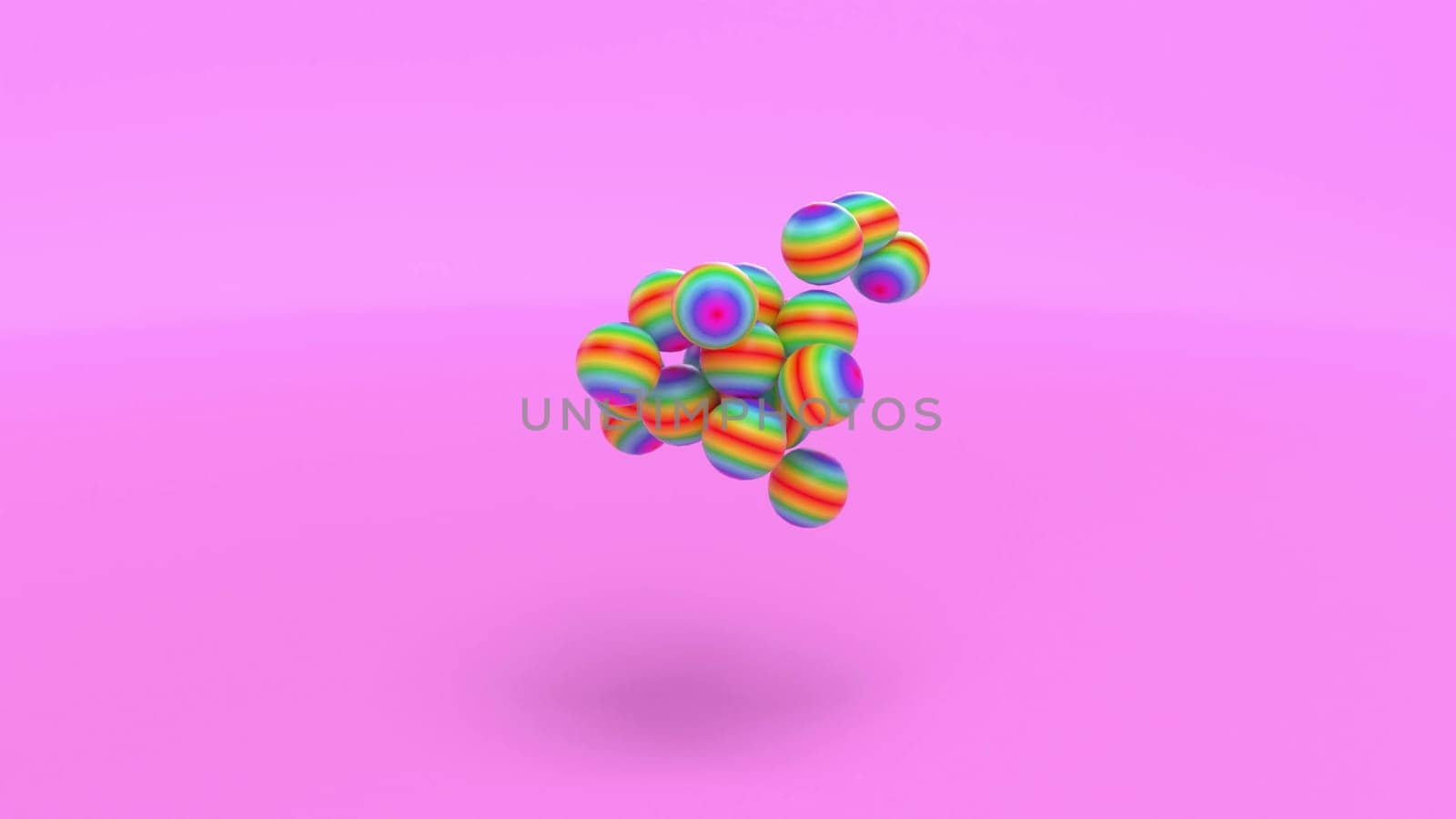 Color cream sphere on pink back collider 3d render