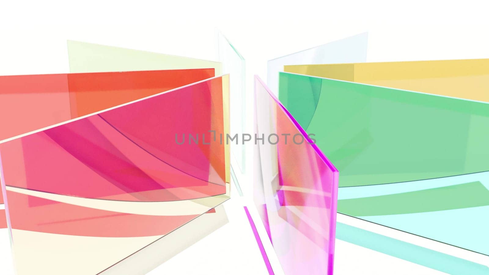 Color glass rectangles lenses intro 3d render