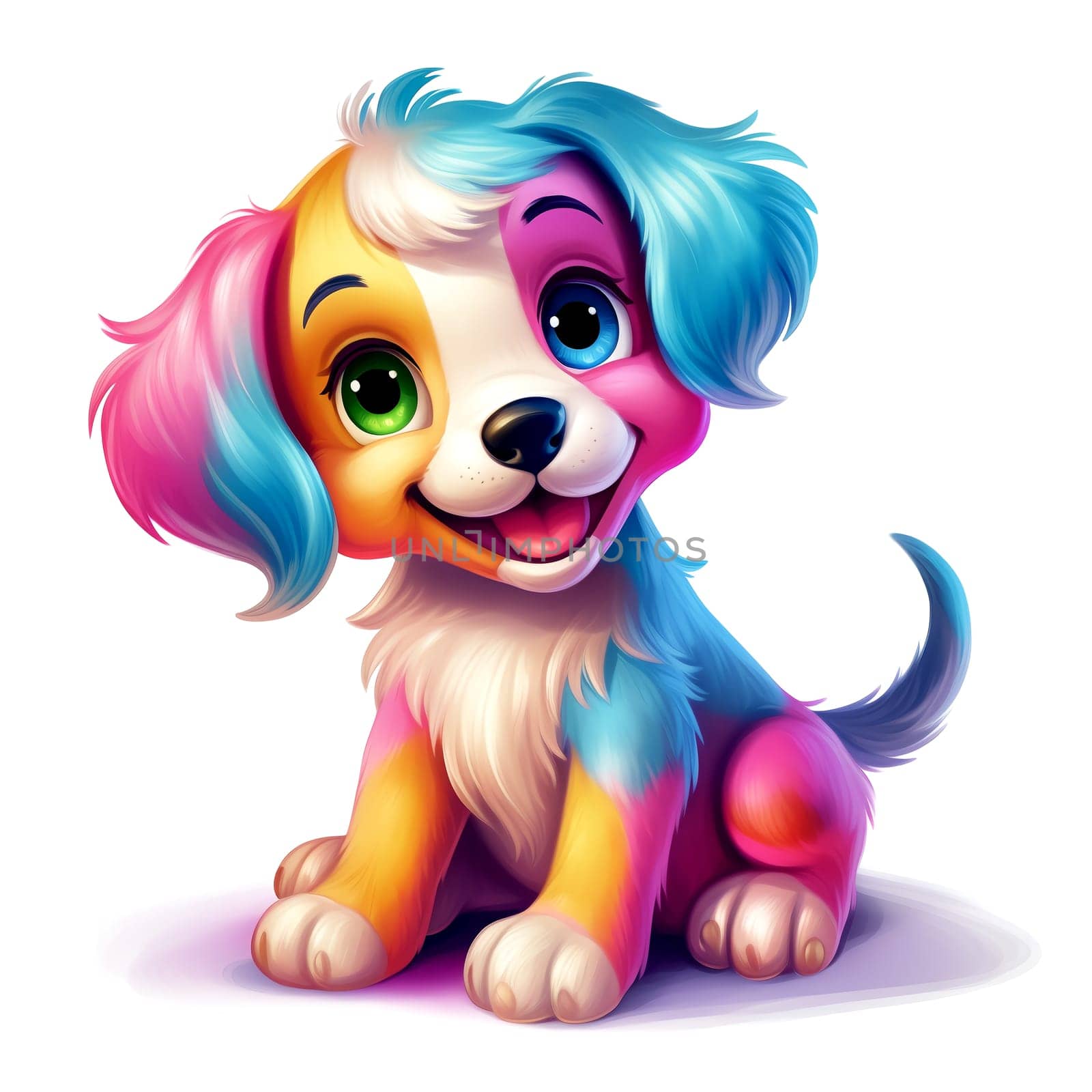 Cute rainbow Dog. Sticker Clipart. AI generated. by AndreyKENO