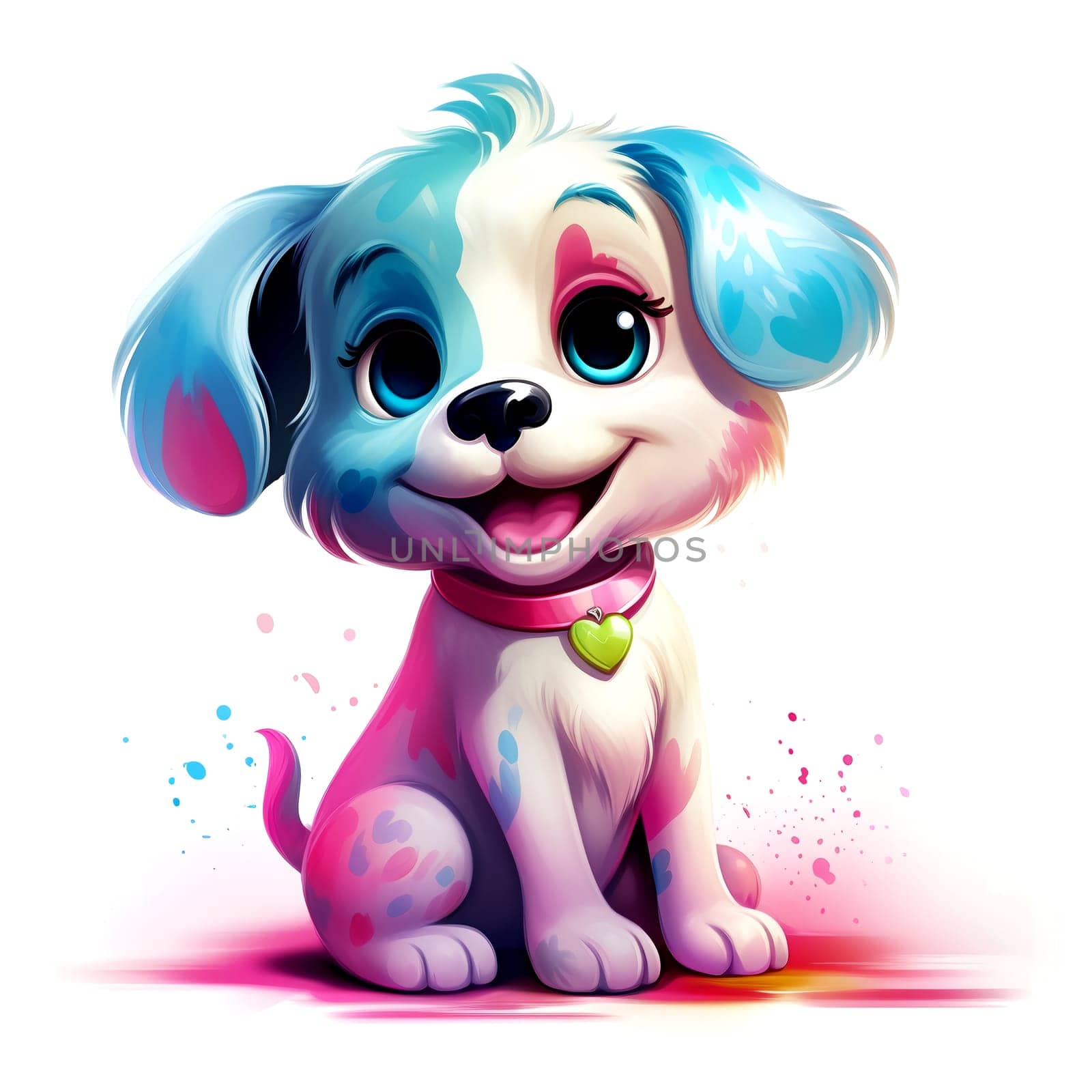 Cute rainbow Dog. Clipart is a great choice for creating cards, invitations, party supplies and decorations. AI generated.