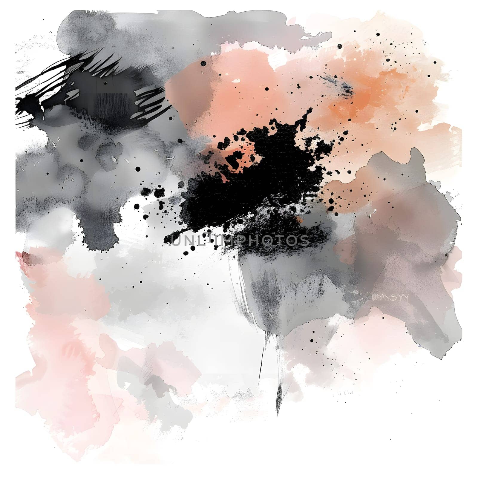 Abstract watercolor painting with vibrant brush strokes and spots by Nadtochiy