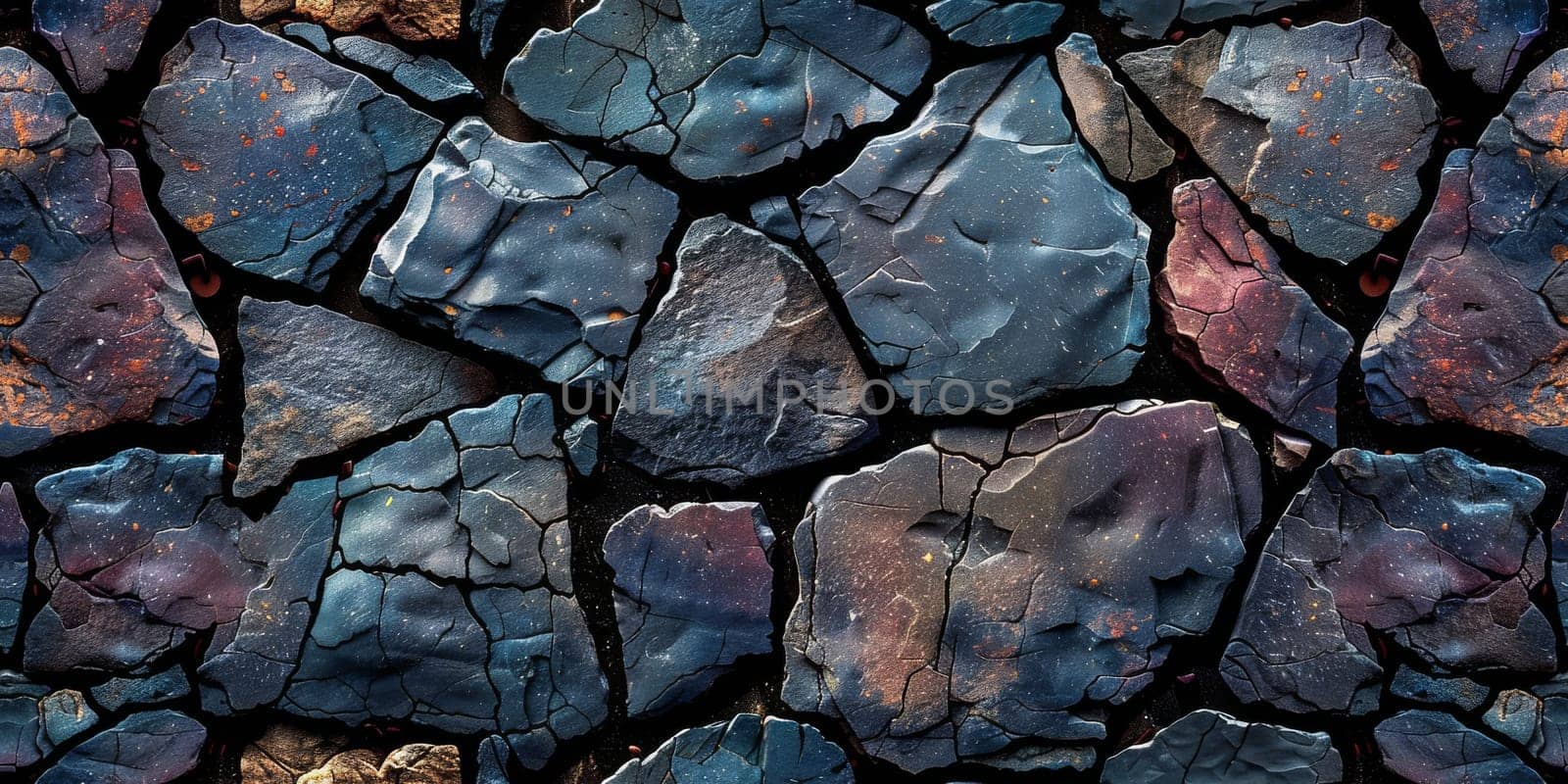 Background urban road with stone rock and concrete. Crack rock