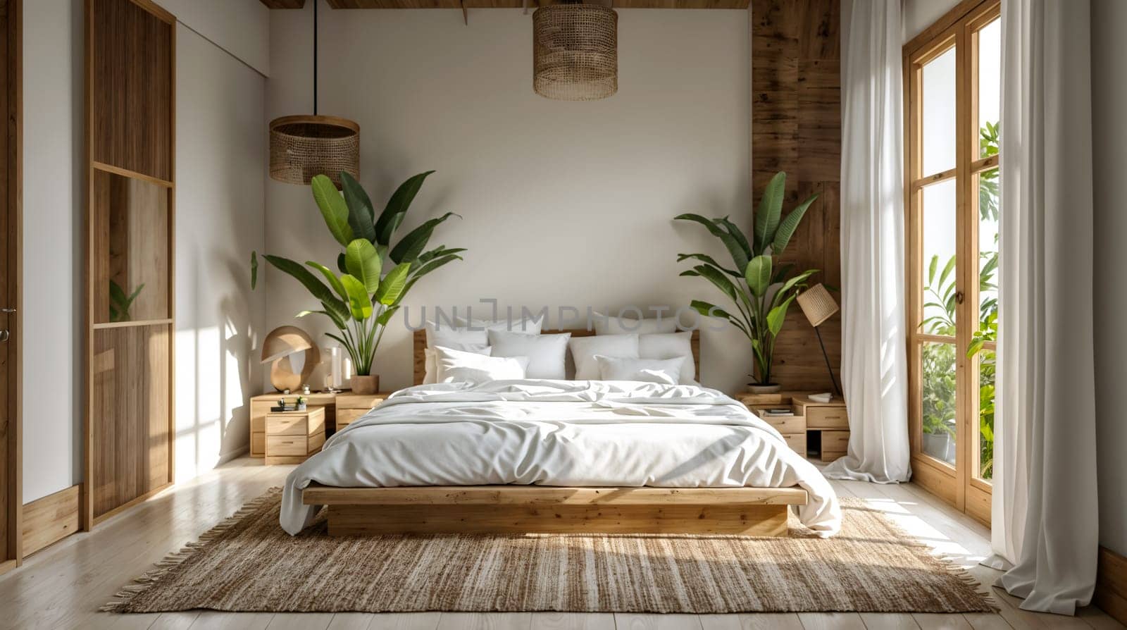 Sunny scandinavian Bedroom With Natural Decor Elements by chrisroll