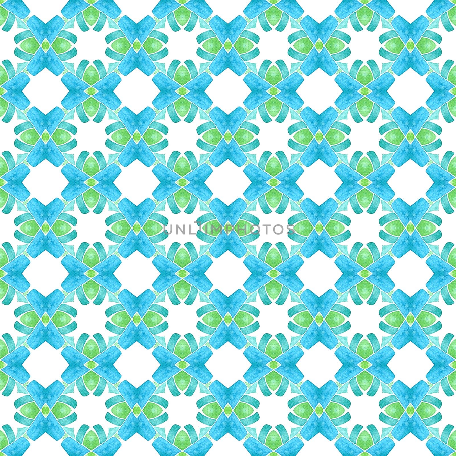 Medallion seamless pattern. Green incredible boho chic summer design. Watercolor medallion seamless border. Textile ready neat print, swimwear fabric, wallpaper, wrapping.