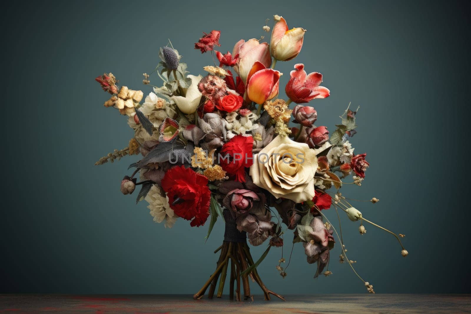 Charming Flowers vintage bouquet. Generate Ai by ylivdesign