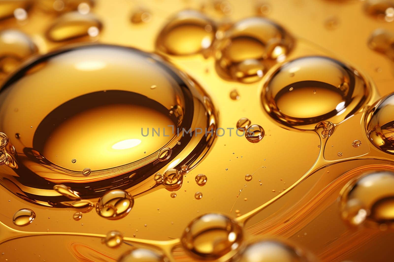 Viscous Gold oil bubbles. Generate Ai by ylivdesign