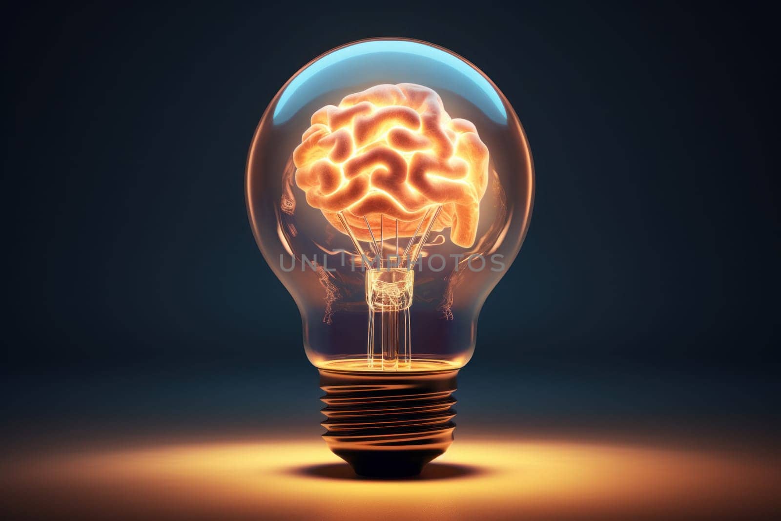 Inventive Lightbulb brain creative. Think power energy. Generate Ai