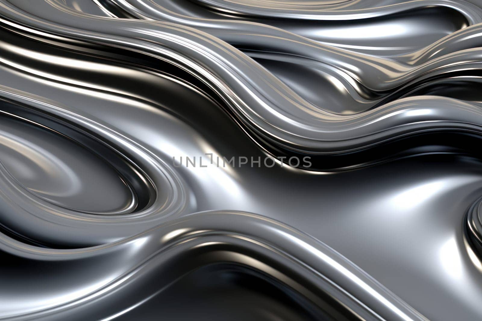 Viscous Liquid steel hot. Chrome water pouring. Generate Ai