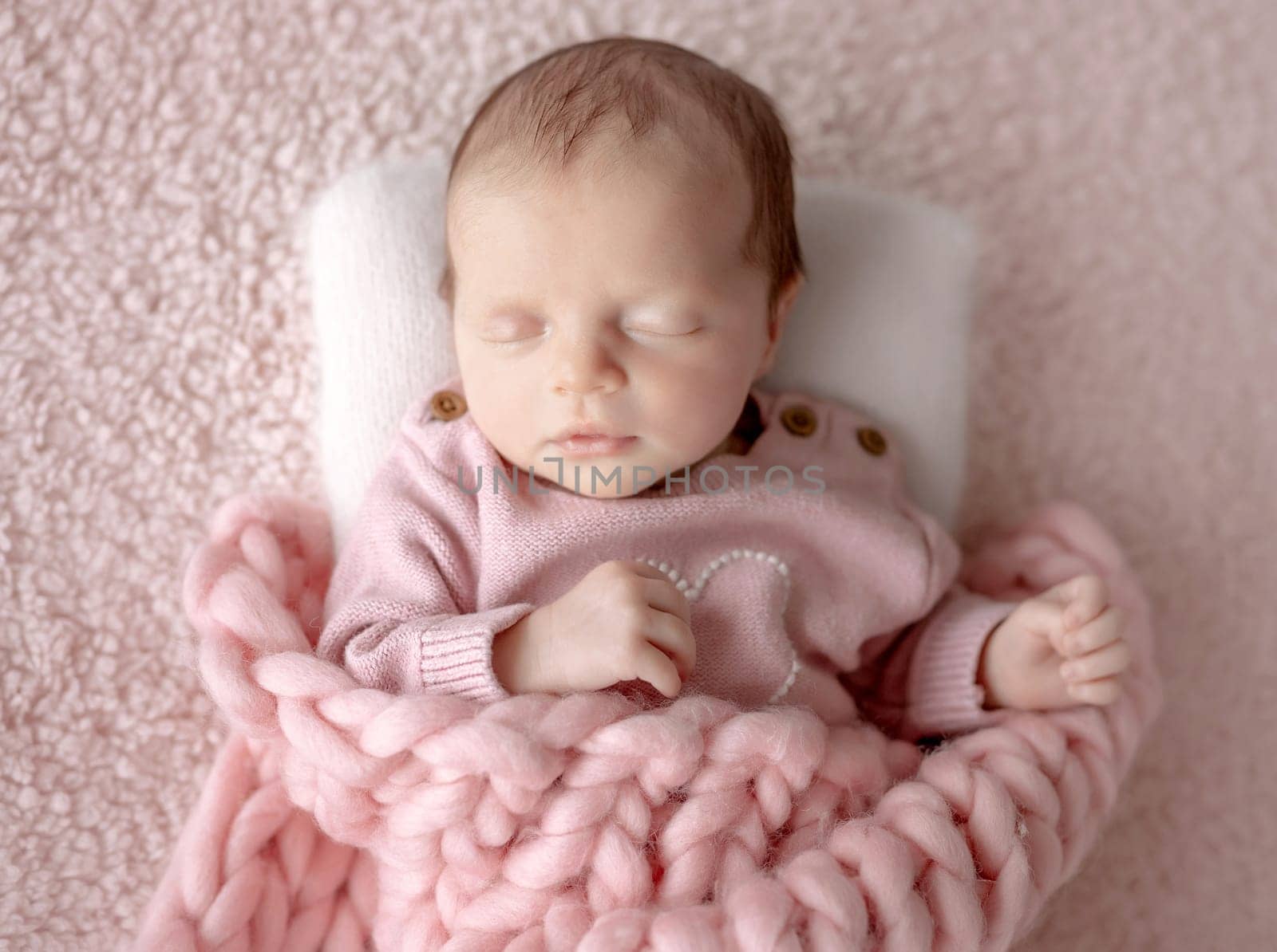 Baby Girl In Pink Outfit Sleeps by tan4ikk1