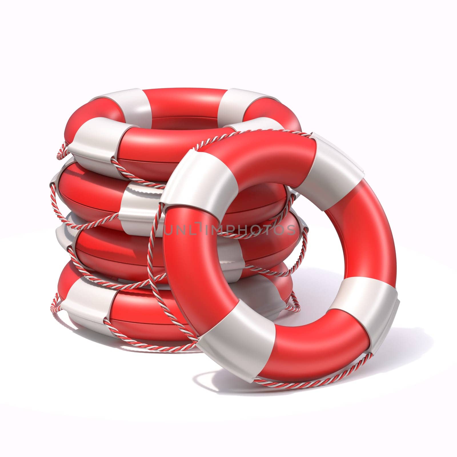 Lifebuoy 3D rendering illustration isolated on white background