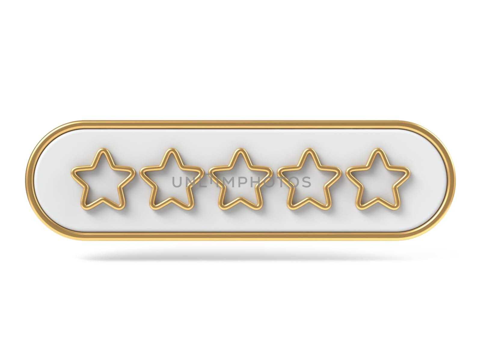 Voting concept Five golden stars 3D rendering illustration isolated on white background