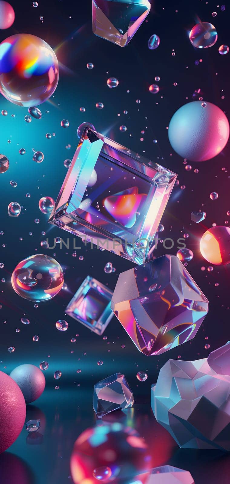 abstract colorful glass objects on gradient background by z1b