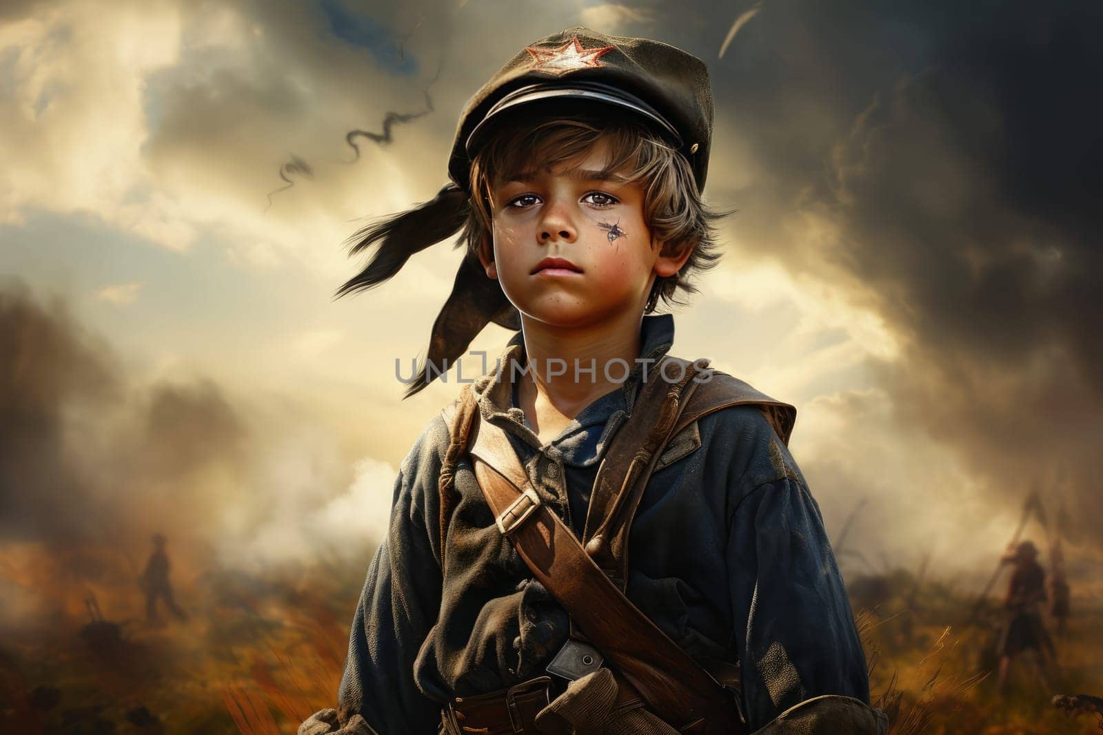 Adventurous American military kid. Generate Ai by ylivdesign