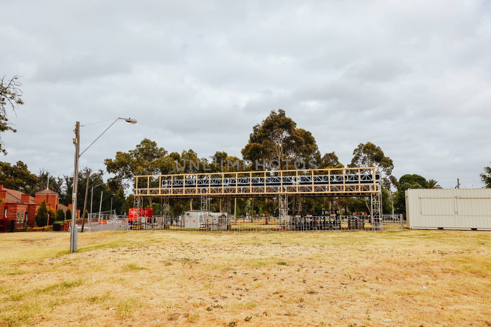 MELBOURNE, AUSTRALIA - MARCH 03 2024: Track build and preparations for the 2024 Formula 1 Australian Grand Prix to be held on March 21 to April 24 2024.