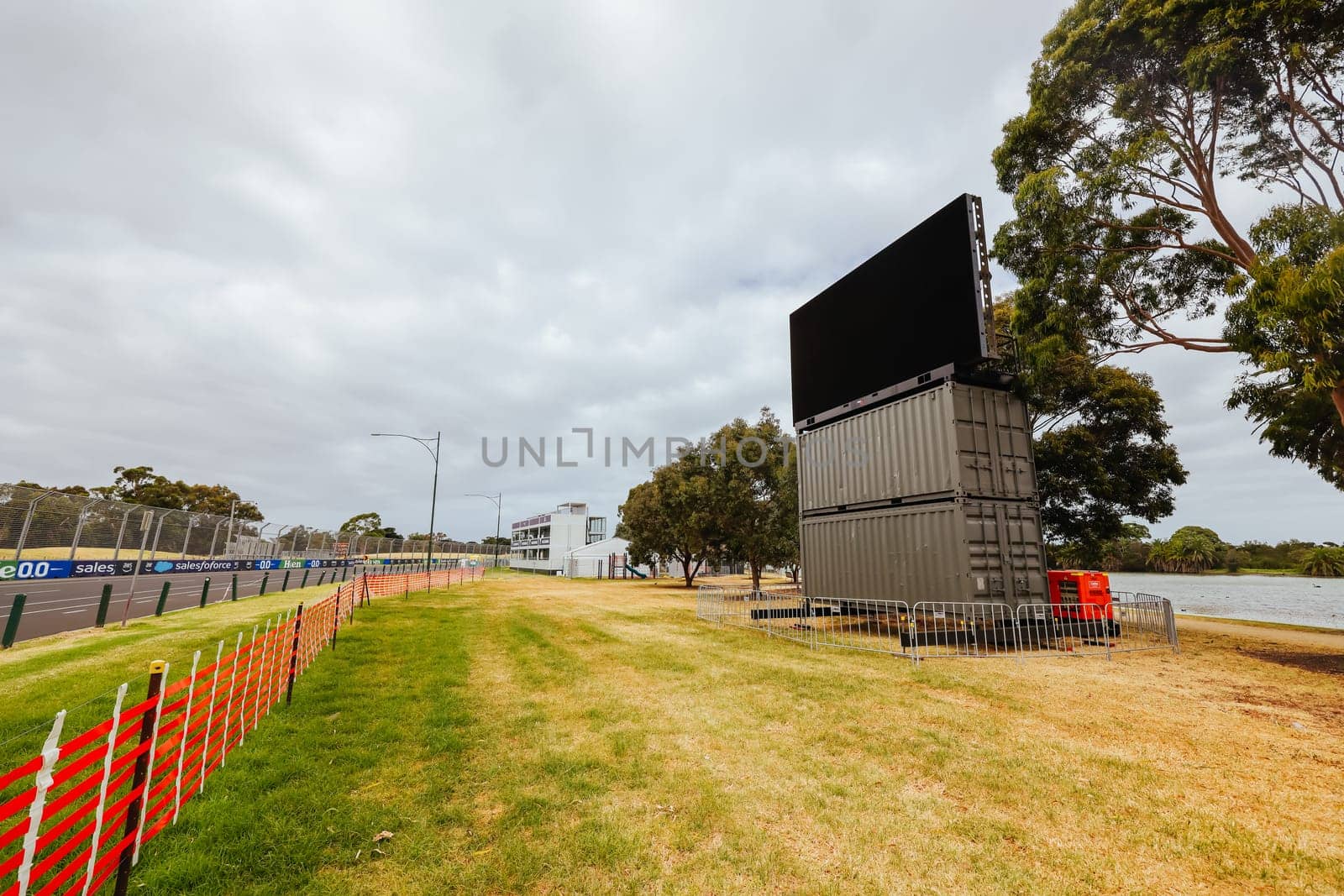 MELBOURNE, AUSTRALIA - MARCH 03 2024: Track build and preparations for the 2024 Formula 1 Australian Grand Prix to be held on March 21 to April 24 2024.