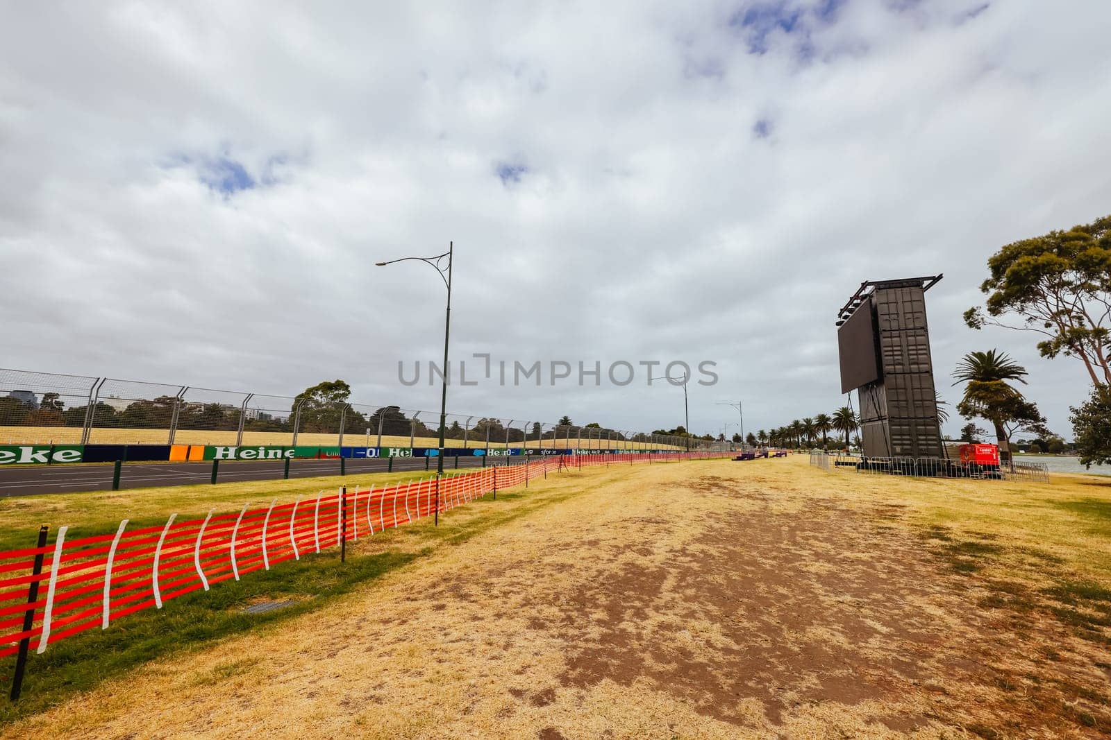 MELBOURNE, AUSTRALIA - MARCH 03 2024: Track build and preparations for the 2024 Formula 1 Australian Grand Prix to be held on March 21 to April 24 2024.