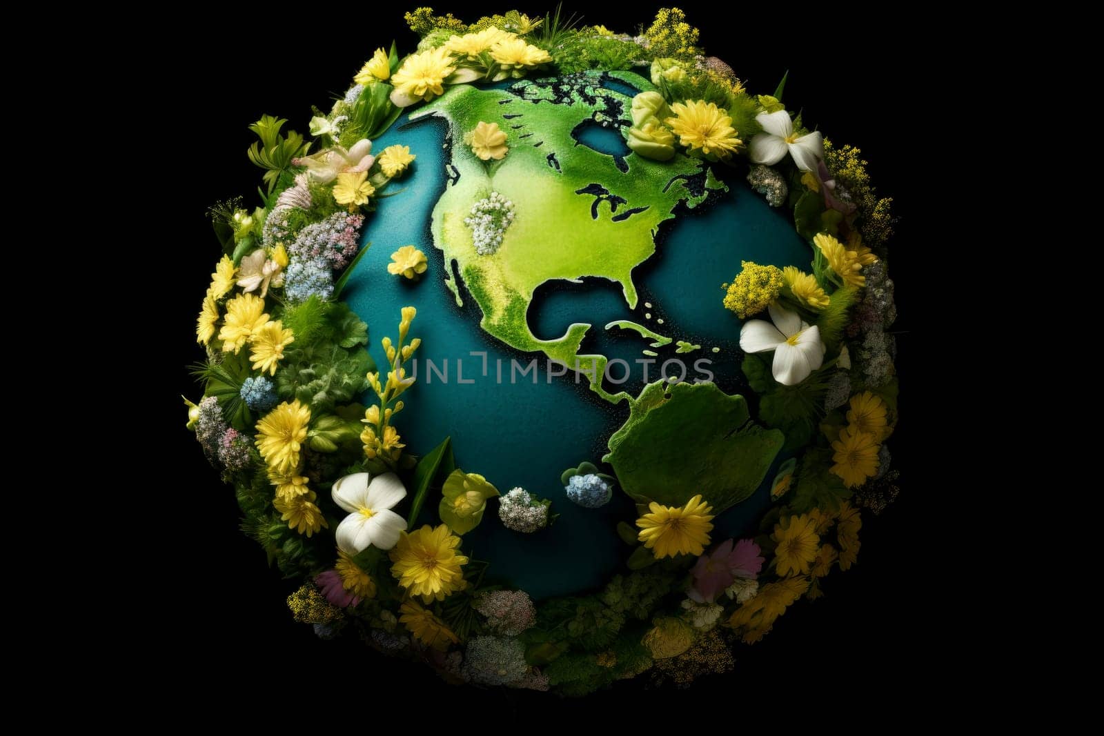 Fertile Green planet earth cover. Cover design art. Generate Ai