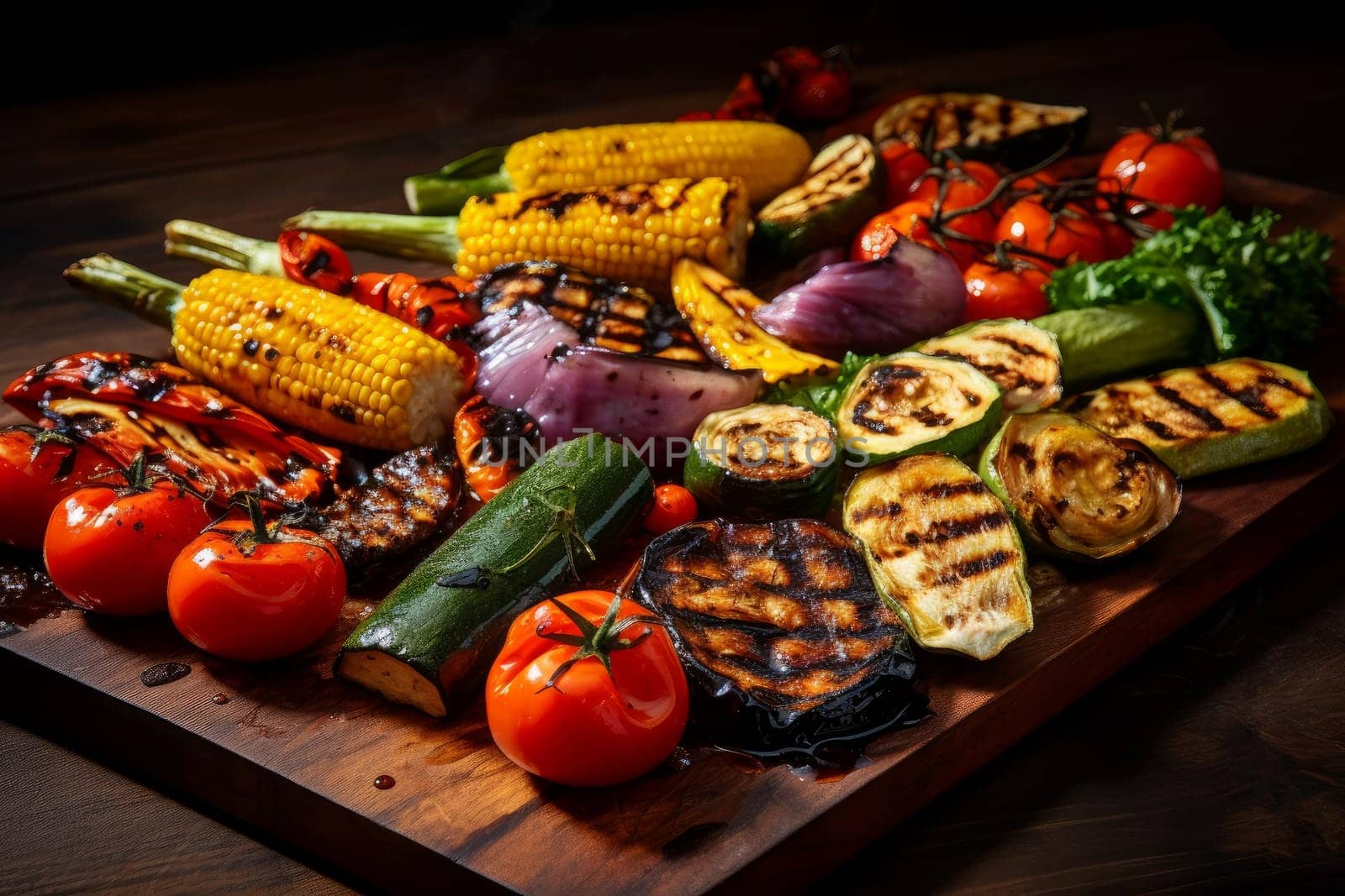 Charred Grilled bbq vegetables. Generate Ai by ylivdesign