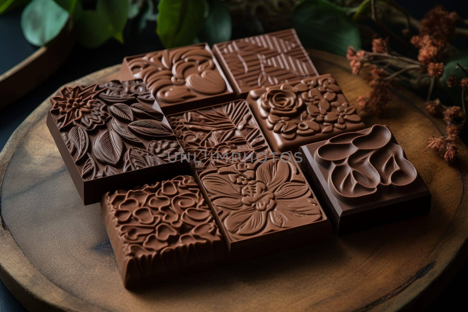 Sustanable Handmade vegan chocolate. Dessert truffle. Generate Ai