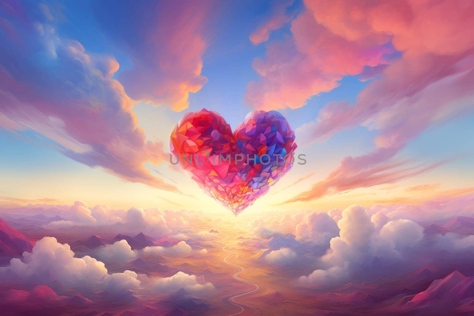 Ephemeral Heart clouds colorful. Generate Ai by ylivdesign