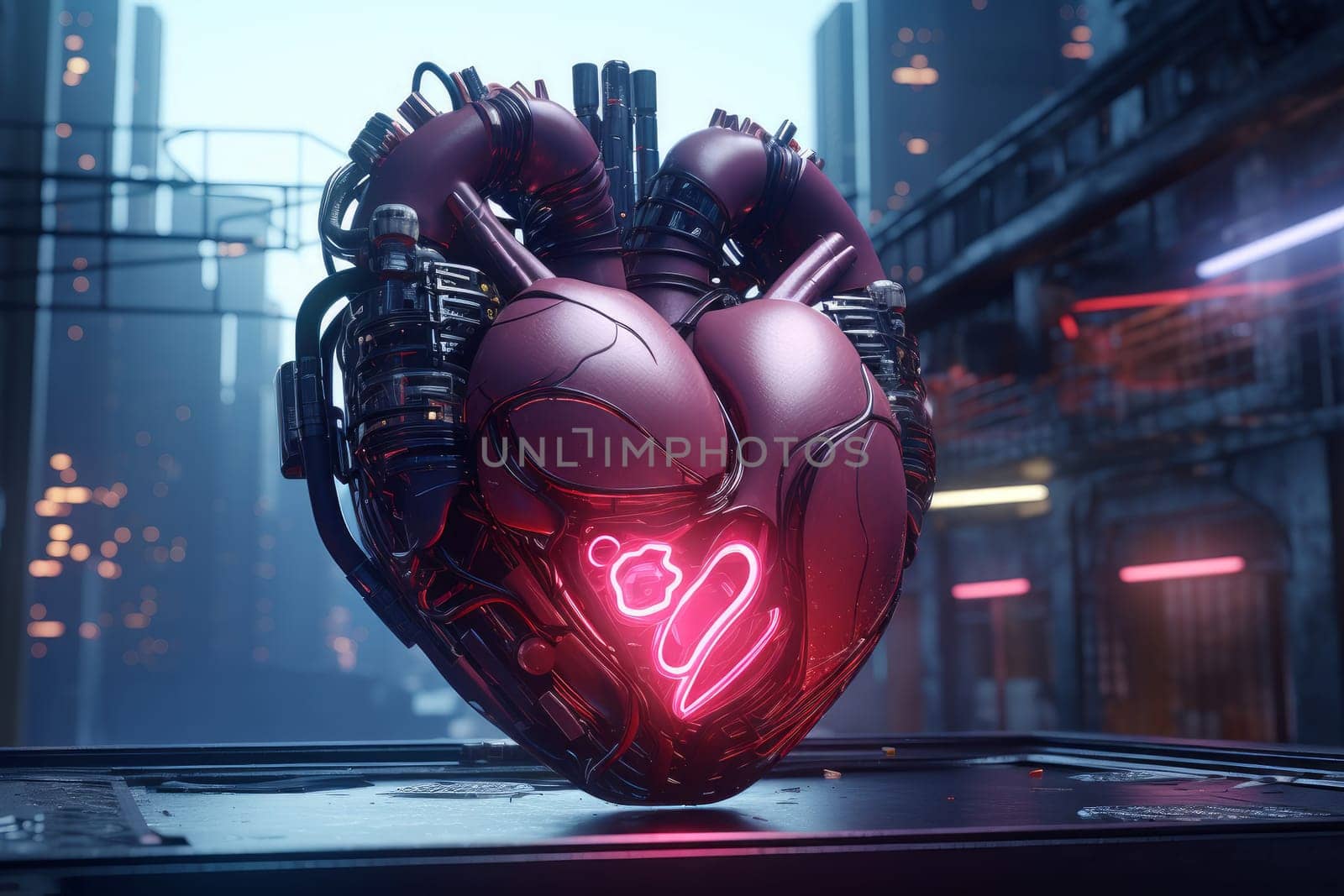 Rebellious Cyberpunk heart. Generate Ai by ylivdesign