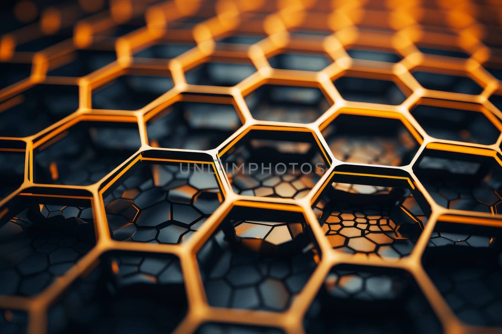 Geometric Hexagonal nano grid. Model tech. Generate Ai