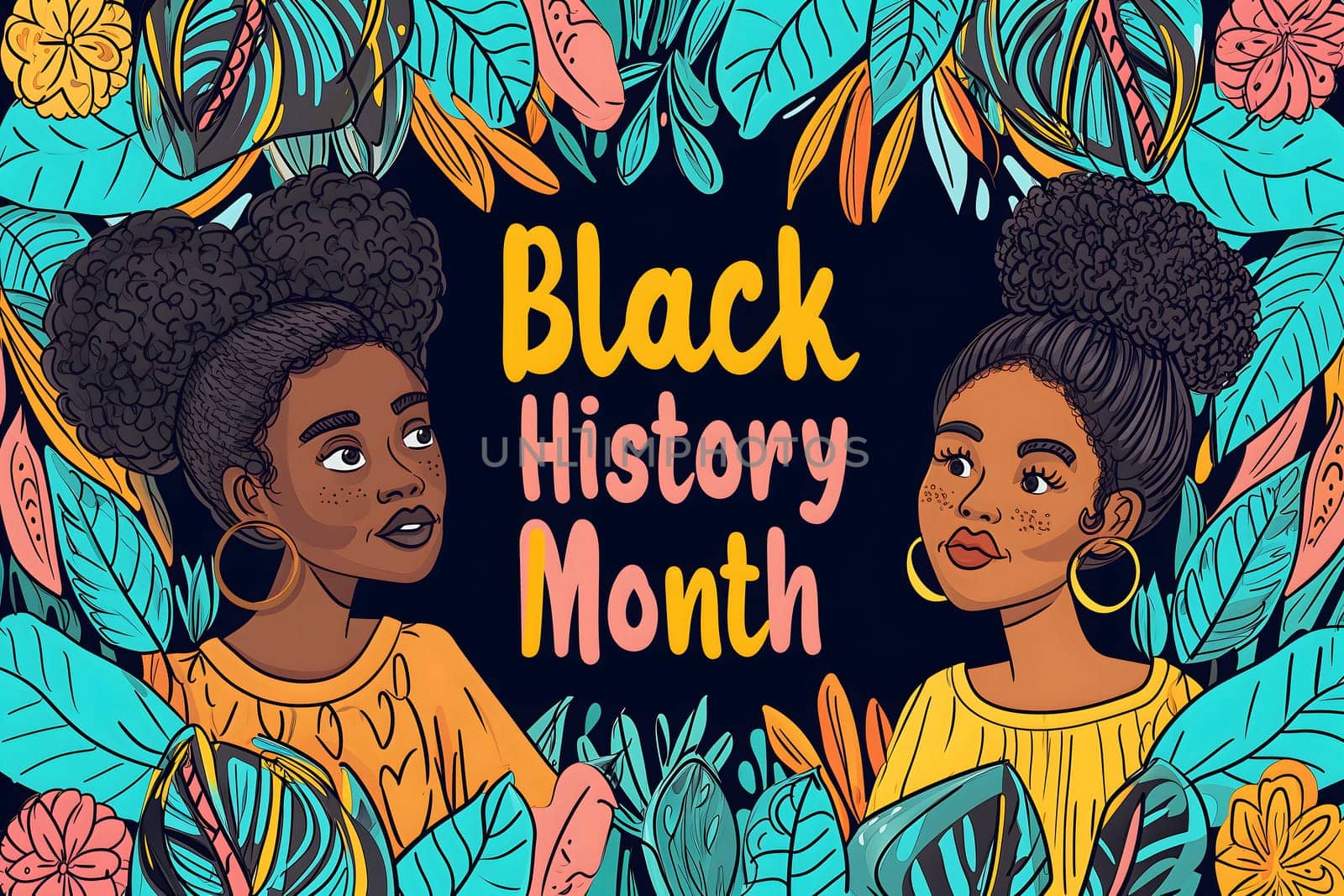 Simple cartoon Black History Month background. Neural network generated image. Not based on any actual scene or pattern.